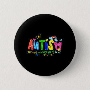 Badge Rond 5 Cm Accepter l'autisme rétro Comprendre l'amour pour ê