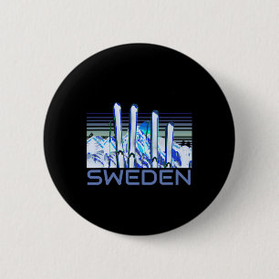 Badge Rond 5 Cm Accessoires de ski de Suède Ski suédois rétro