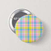 Badge Rond 5 Cm Accessoires motifs écossais rose jaune (Devant & derrière)