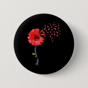 Badge Rond 5 Cm Accident cérébral rouge Aneurysme Soutien