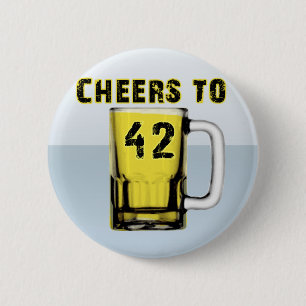 Badge Rond 5 Cm Acclamations à quarante-deux. Anniversaire