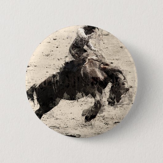 Badge Rond 5 Cm Accrocher - Bronco Busting Champ (Devant)