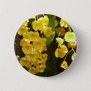 Badge Rond 5 Cm Accrocher les orchidées jaunes Fleurs tropicales