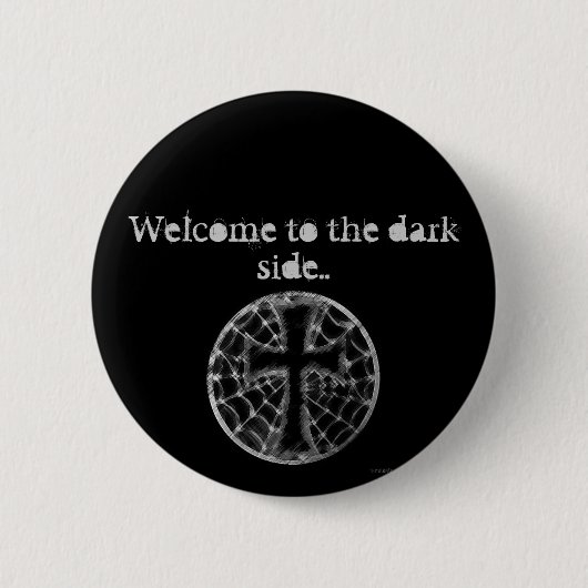 Badge Rond 5 Cm Accueil au côté en noir. (Devant)