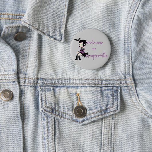 Badge Rond 5 Cm accueil au vampireville (En situation)