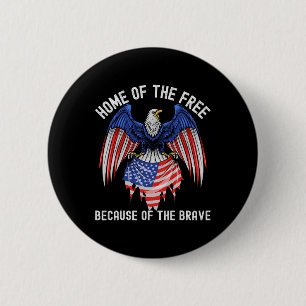 Badge Rond 5 Cm Accueil De La Liberté À Cause Du Brave Aigle Usa F