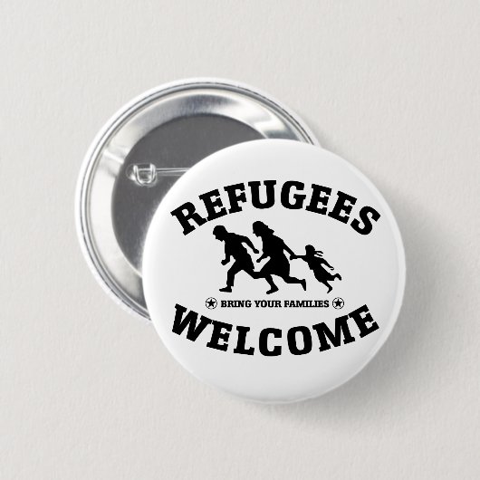 Badge Rond 5 Cm Accueil de réfugiés (Devant & derrière)