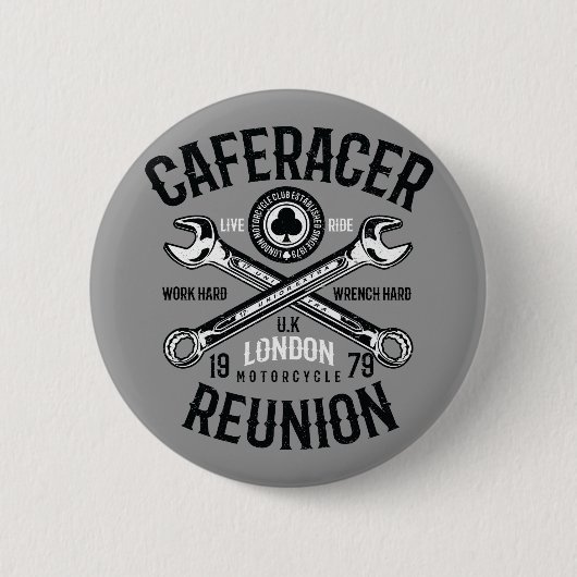Badge Rond 5 Cm Ace Cafe Racer Retrouvailles Travail dur Wrench du (Devant)