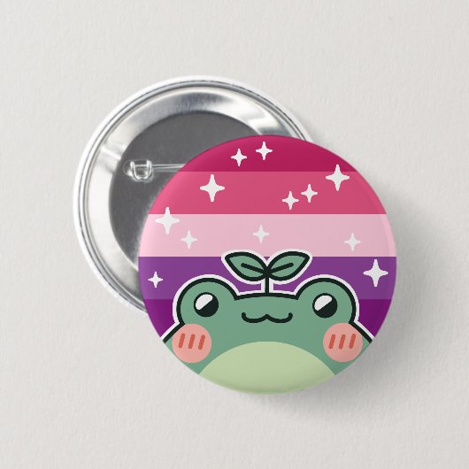 Badge Rond 5 Cm Aceflux LGBT Pride Drapeau Grenouille (Devant & derrière)