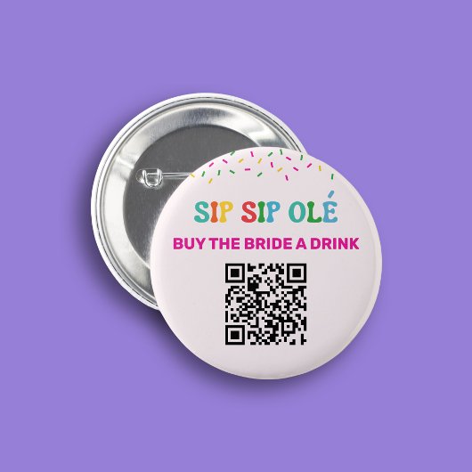 Badge Rond 5 Cm Acheter la mariée Boire QR Code Final Fiesta Mexic