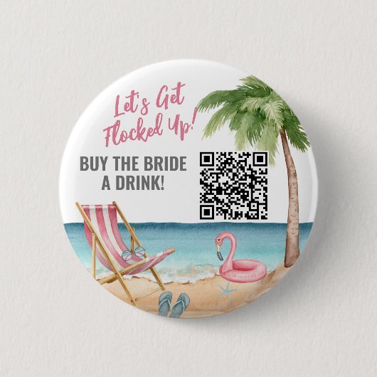 Badge Rond 5 Cm Acheter Mariée A Drink QR Code (Devant)