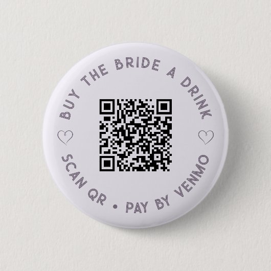 Badge Rond 5 Cm Acheter The BRIDE a Drink QR Code Pale Purple Bout (Devant)