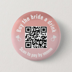 Badge Rond 5 Cm Acheter un verre à la mariée Code QR