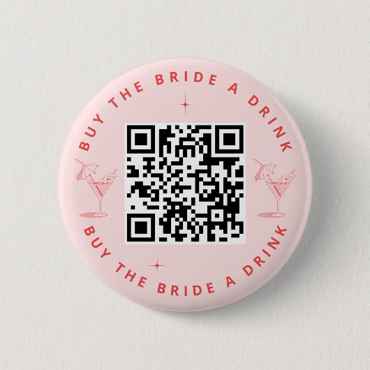 Badge Rond 5 Cm Acheter un verre à la mariée Code QR de la fête d' (Devant)
