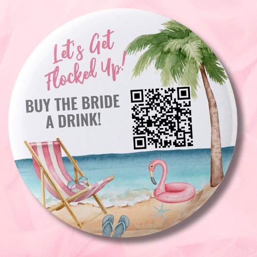Badge Rond 5 Cm Acheter une bière à la mariée Code QR