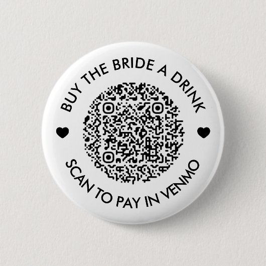 Badge Rond 5 Cm Acheter une boisson à la mariée Code QR (Devant)