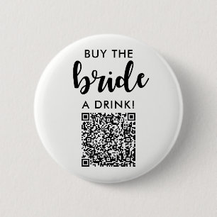 Badge Rond 5 Cm Acheter une boisson à la mariée Code QR Shower de 