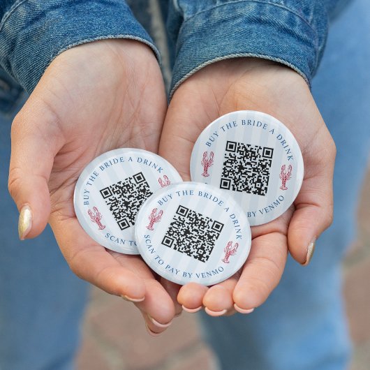 Badge Rond 5 Cm Achetez la Mariée un Verre Code QR pour l'Enterrem
