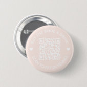 Badge Rond 5 Cm Achetez un verre à la mariée Code QR rose blush (Devant & derrière)