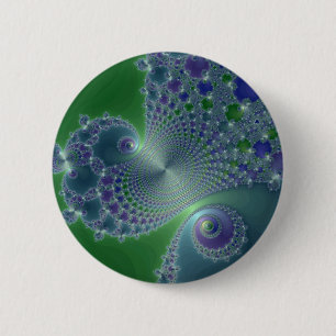 Badge Rond 5 Cm Acier bleu - bouton de fractale