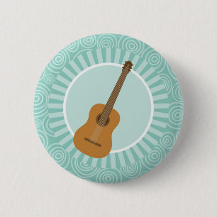 Badge Rond 5 Cm Acoustique Guitare Fun Turquoise Swirl Musique
