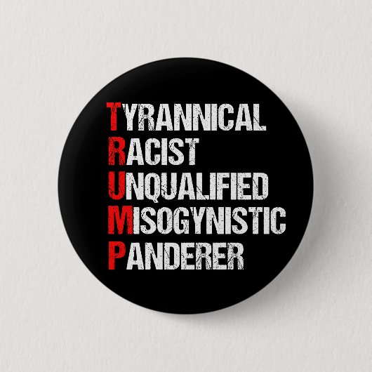 Badge Rond 5 Cm Acronyme drôle anti-Trump (Devant)