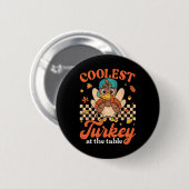Badge Rond 5 Cm Action de grâce Dinde la plus cool à table garçons (Devant & derrière)