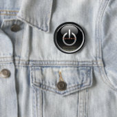 Badge Rond 5 Cm Actionnez - le bouton brillant noir (En situation)