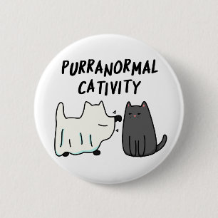 Badge Rond 5 Cm Activité surnaturelle féline Blague drôle d'Hallow