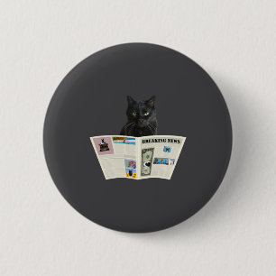 Badge Rond 5 Cm Actualités en direct du journal Chat noir Au Journ