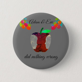 Badge Rond 5 Cm Adam & Eve - Pinglette Apple/