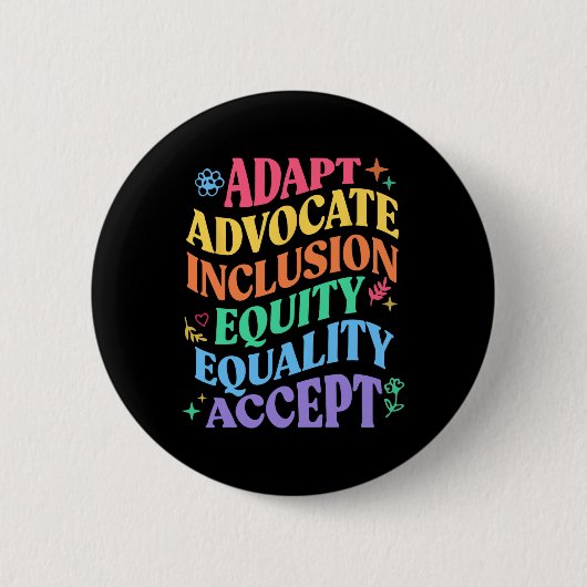 Badge Rond 5 Cm Adapter Partisan Inclusion Équité Égalité Autisme (Devant)