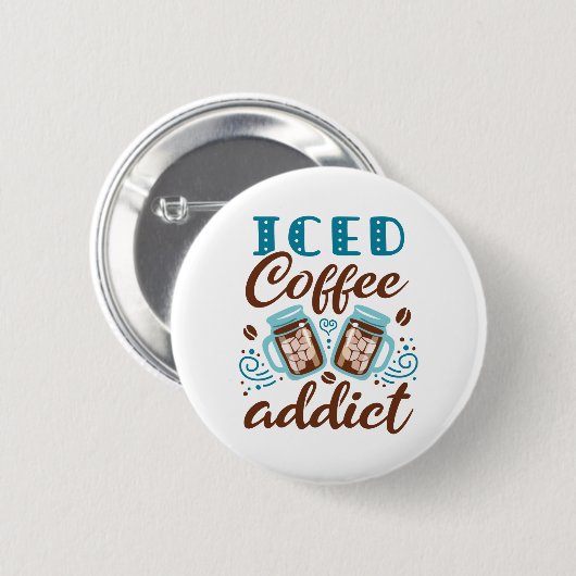 Badge Rond 5 Cm Addict au café glacé (Devant & derrière)