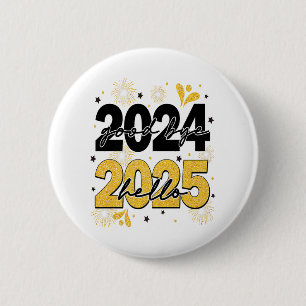 Badge Rond 5 Cm Adieu 2024 Bonjour 2025 Fireworks Bonne année