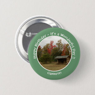 Badge Rond 5 Cm Adirondack Lean-to en automne Anniversaire Article