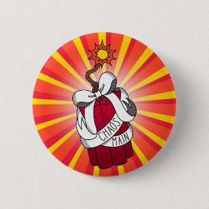 Badge Rond 5 Cm Ado Boy Chaos Main Gamer Red Cartoon Dynamite