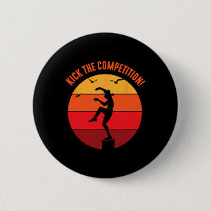 Badge Rond 5 Cm Adolescent Karatéen Vintage Coucher de soleil sur 