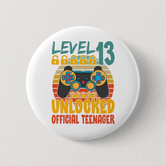 Badge Rond 5 Cm Adolescent officiel 13e anniversaire niveau 13 dév (Devant)
