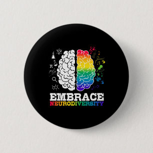 Badge Rond 5 Cm Adopter la Neurodiversité Cerveau Cool Sensibilisa