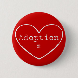 Badge Rond 5 Cm Adoption = amour en blanc