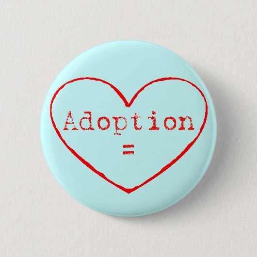 Badge Rond 5 Cm Adoption = Amour en rouge (Devant)