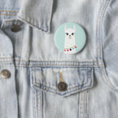 Badge Rond 5 Cm Adorable Alpaca blanc (En situation)