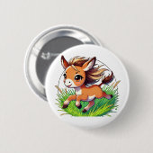 Badge Rond 5 Cm Adorable âne joyeux courir (Devant & derrière)
