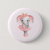 Badge Rond 5 Cm Adorable Ballerina Elephant En Pointe (Devant)