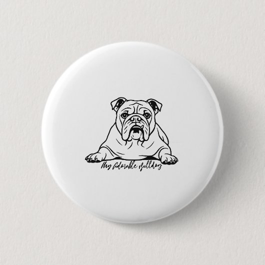 Badge Rond 5 Cm Adorable Bulldog (Devant)