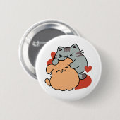 Badge Rond 5 Cm Adorable chat et chien Hug - Meow & Woof Design (Devant & derrière)