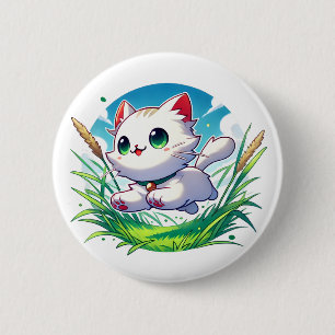 Badge Rond 5 Cm Adorable chat jouet joyeux courant