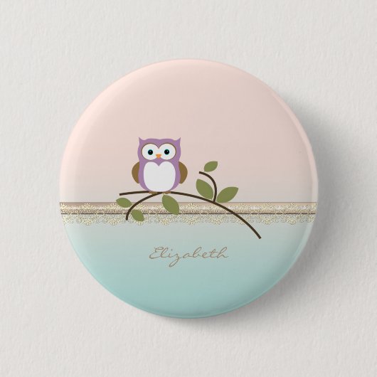 Badge Rond 5 Cm Adorable Girly Cute Owl (Devant)