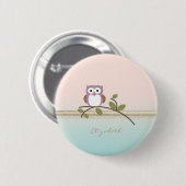 Badge Rond 5 Cm Adorable Girly Cute Owl (Devant & derrière)