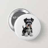 Badge Rond 5 Cm Adorable HD miniature Schnauzer Portrait de chiot (Devant & derrière)